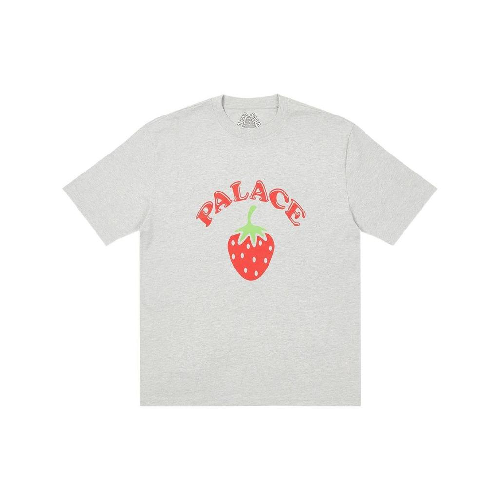 Palace Fruity Alphabet Print Crew Neck Short Sleeve T-Shirt Unisex Tops Grey-Marl P22TS038
