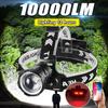 10000LM Most Powerful Headlamp 18650 Rechargeable High Power LED Headlight Fishing Head Flashlight Lighting 12 Hours Super Bright Head Lantern