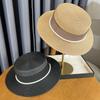 Celebrity Flat Top Hat Summer Elegant Pearl Straw Seaside Sun Hat Children