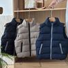 Children's Solid Color Stand-up Collar Down Vest - Warm Fashion Outerwear for Boys and Girls