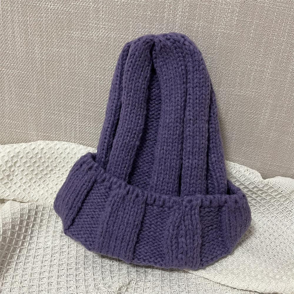 Do Not Pick People, Solid Color Knitted Hats for Men and Women, Thickened and Showing the Face, Small Cone Top Wool Hat, Bare Body Pullover Hat Tide