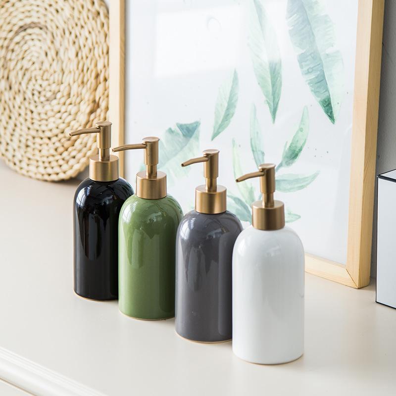 Ceramic Emulsion Bottle Bathroom Soap Dispenser Portable Shampoo Dispenser Home Hotel Bath Products Press The Empty Bottle
