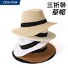 Summer Explosion Panama Tri-fold with Straw Hat Shade Jazz Top Hat Outdoor Sun Protection Beach Hat