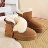 Imitation Wool Winter Snow Boots Women Thicken Plush Warm Cotton Padded Shoes Woman Fashion Striped Thick Platform Ankle Boots