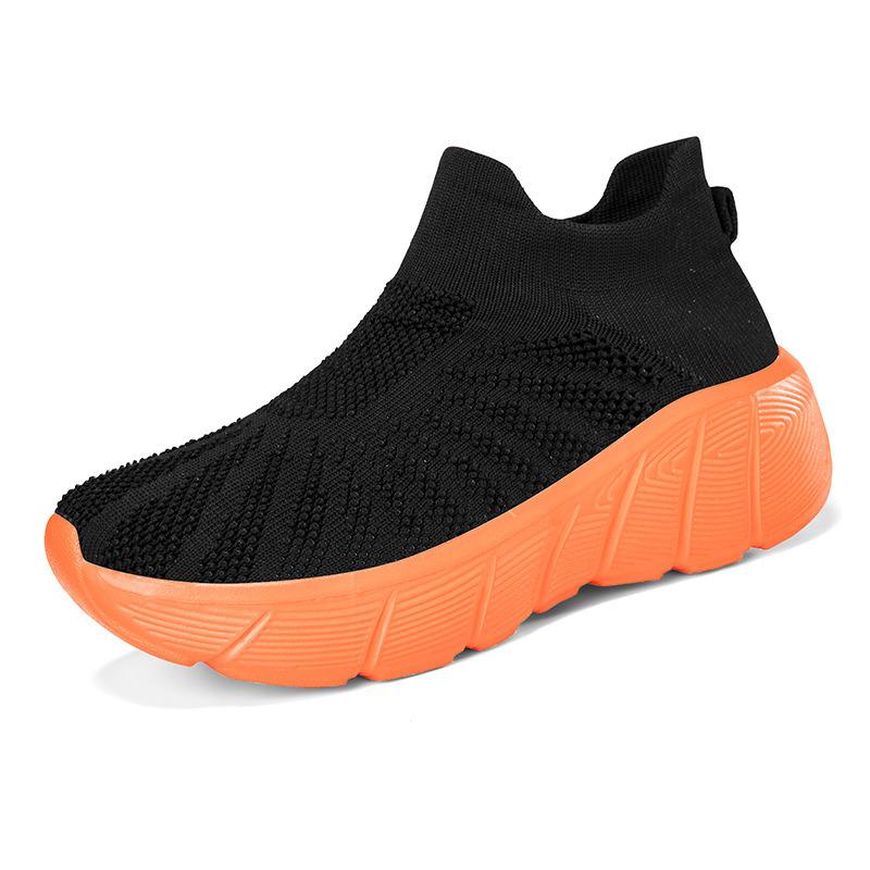 Outdoor Casual Running Shoes Men Slip-On Knitted Socks Sneakers Breathable Lightweight Mesh Lazy Shoes Easy Wear Rubber Outsole