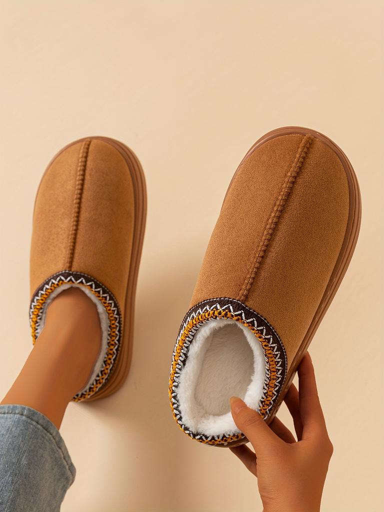 Winter Indoor And Outdoor Solid Color Thick-soled Non-slip Lightweight Warm Ladies Slippers