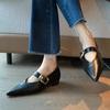 New Flat Bottom Temperament Women's Single Shoes Autumn Pointed French One Button Mary Jane Soft Sole Shoes for Women