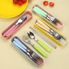 Stainless Steel Travel Cutlery Set: Fork, Spoon, Chopsticks & Storage Box
