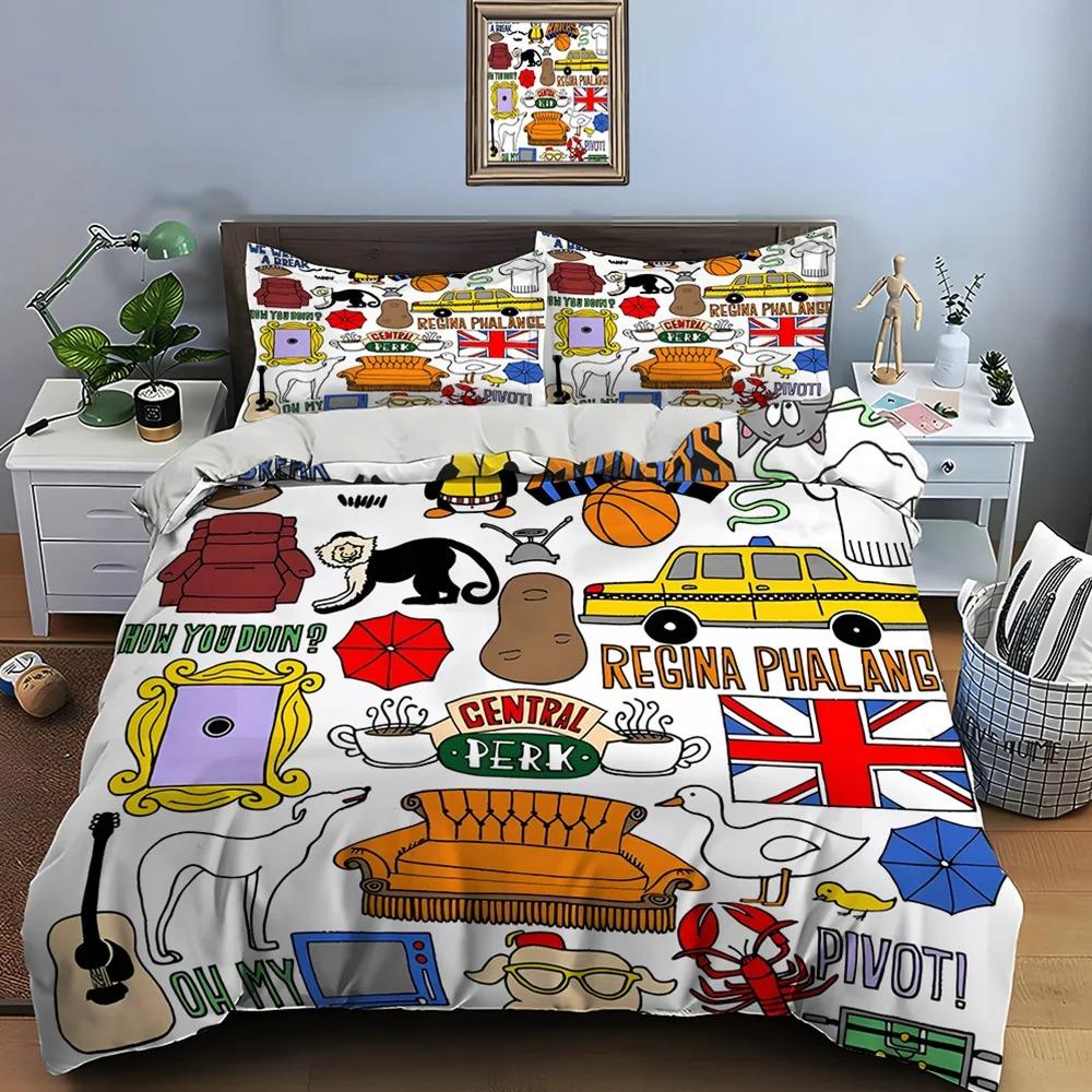 Friends Printed Bedding Set Friends Season Bedding Set Comfortable Adult Children Luxury Tv Program Pattern Full Size