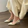 2024 Spring Summer Women Kitten Heels Pointed Toe Sandals Fashion Back Buckle Bling Silver Ladies Casual Med Heels Shoes