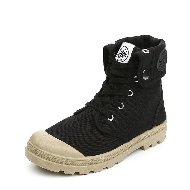 Women Mid Cut Canvas Boots Size 35-41 Outdoor Military Style Boots Workwear Shoes Trendy Couple's Sneakers Flat Bottom