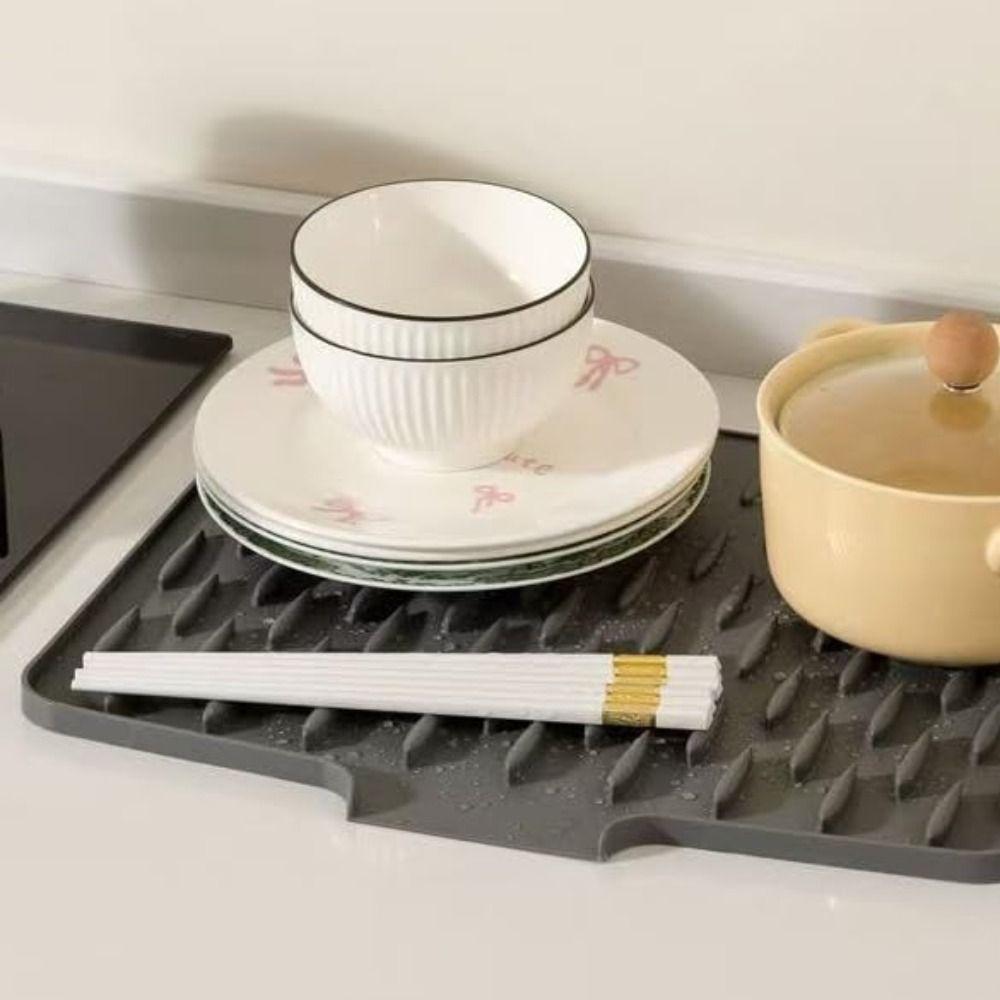 Large Size Dish Drying Mat Non-slip Tableware Drainer Pad Silicone Drainage Mat Kitchen Utensils