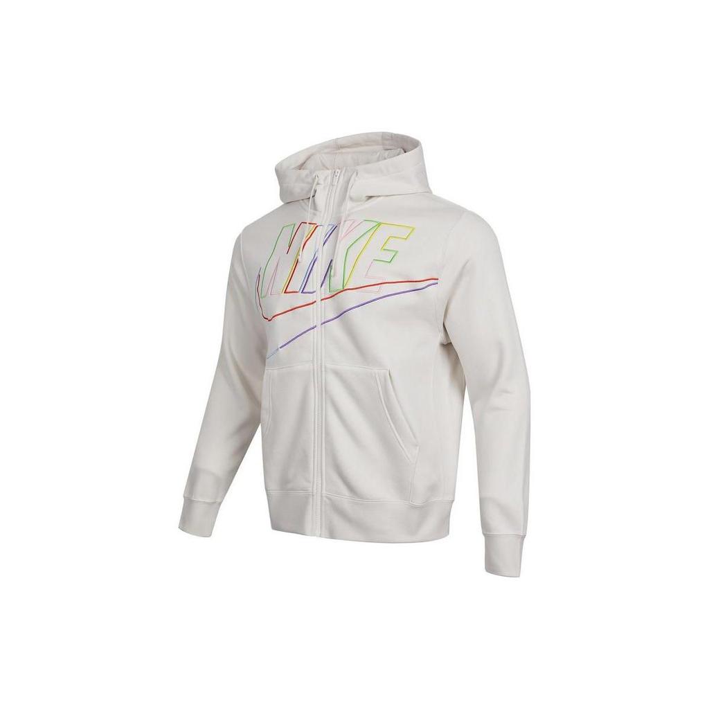 Nike Club Fleece Logo Print Zip Hoodie Men Hoodie White DX0536-030