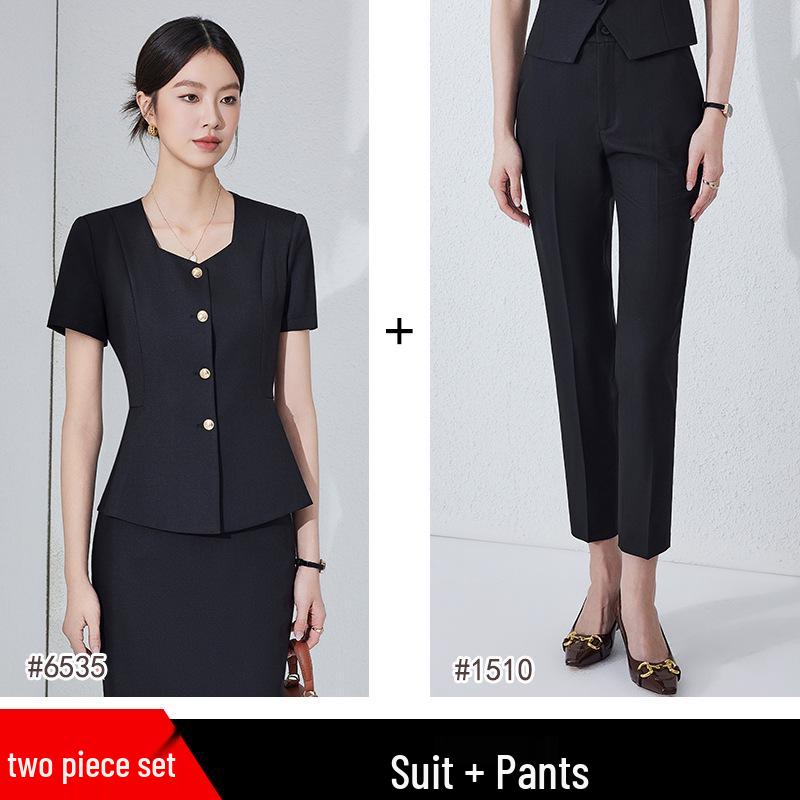 Professional Women's Short Sleeve Suit for Reception & Salon Staff