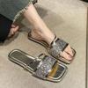 Office Slippers Women Wear 2024 Spring/summer New Transparent Diamond-soft Bottom Flip-flops French Small Flip-flops