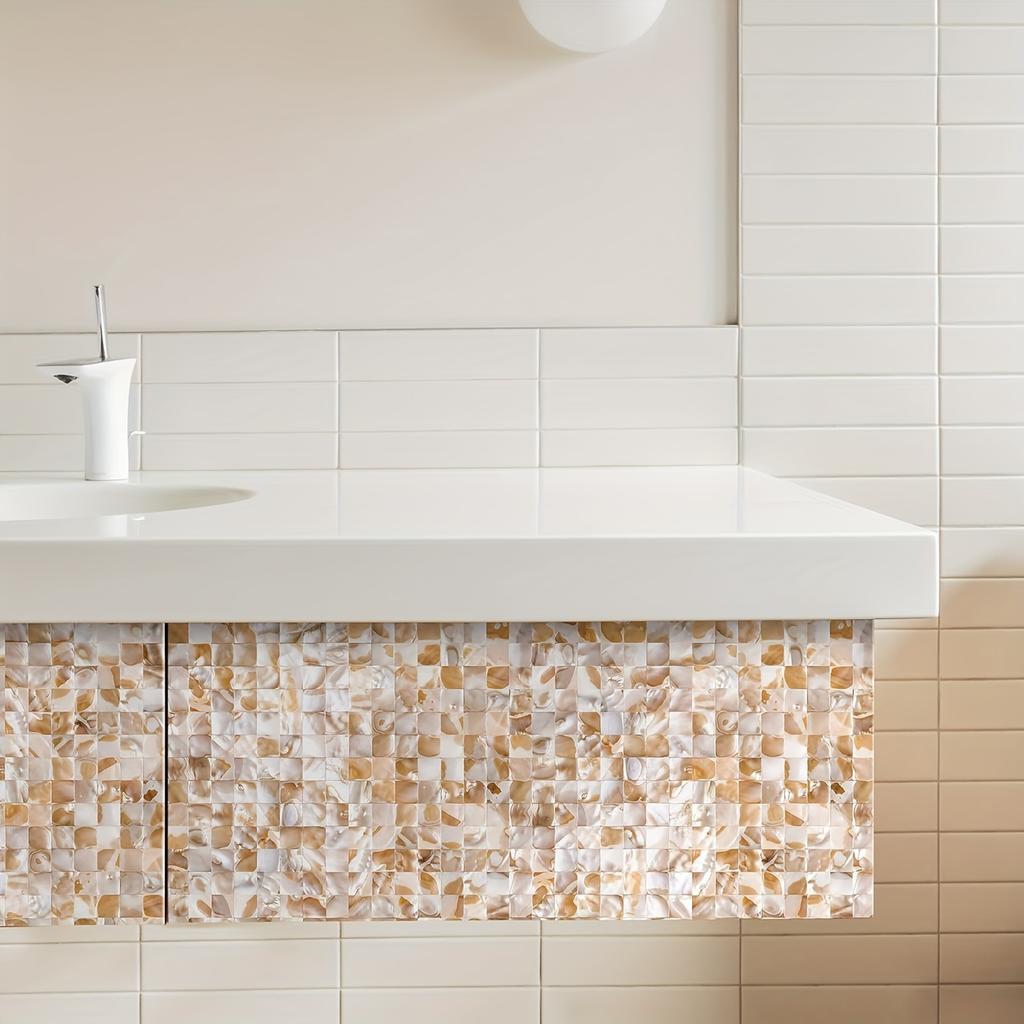 1 Piece, 30*30 Cm/12*12 Inches, Shell Tiles, Mother of Pearl,mosaic Self Adhesive Tiles for Kitchen Wall, Bathroom, Bedroom Decoration