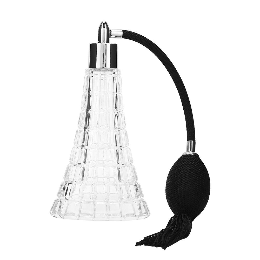 Empty Refillable Glass Vintage Perfume Bottle with Antique Black Bulb Sprayer with Tassel 75ml