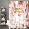 Happy Mother's Day Pink Floral Ribbon Curtain Shower Curtain, Bathroom Decorative Shower Curtain, Waterproof Shower Curtain with