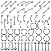 Mixed Eyebrow Rings Lip Rings Nose Ring Piercing Hoop Earrings for Women Men 316L Surgical Steel Screw Cone Body Jewelry 1.2*8*3mm
