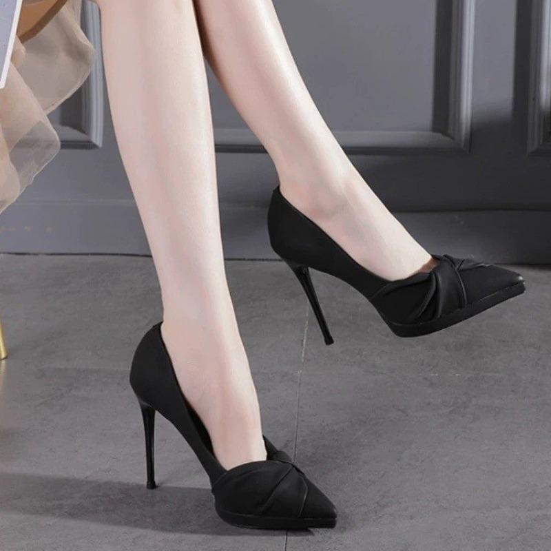 Women's Slim Heel Shoes Spring New Pointed Head Shallow Mouth Thick Sole Anti-slip Wear-resistant High Heels