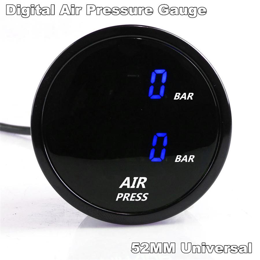 52Mm Dual Air Pressure Gauge Blue Led Suspension Air Ride Gauge+ 1/8Npt Sensors