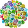 50 Pieces of Succulent Cactus Potted Fresh Stickers DIY Suitcase Notebook Water Cup Stickers