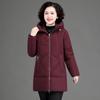 Winter Coat Middle-Aged Mother Cotton Padded Jacket Long Hooded Parka Female Windproof Loose Warm Outwear