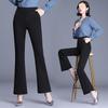New High-Waisted Black Micro-Flare Slimming Elastic Women's Pants - Versatile Korean Style Loose Casual Long Pants