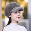 Autumn Winter Hats For Women Solid Color Plain Octagonal Cap Ladies Casual Faux Fur Women Caps