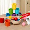 1 Set Wooden Color Sorting Cup Fine Motor Skills 10 Colors Ball Matching Game Toddler Boys Girls Educational Colorful Ball Catching Dropping Toy