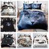 3D Printed Cat Bedding Set for Girls, Women, Animal Patterns, Down Duvet Covers and Pillowcases, 2/3pc Single Bed Duvet Cover Set, Gift