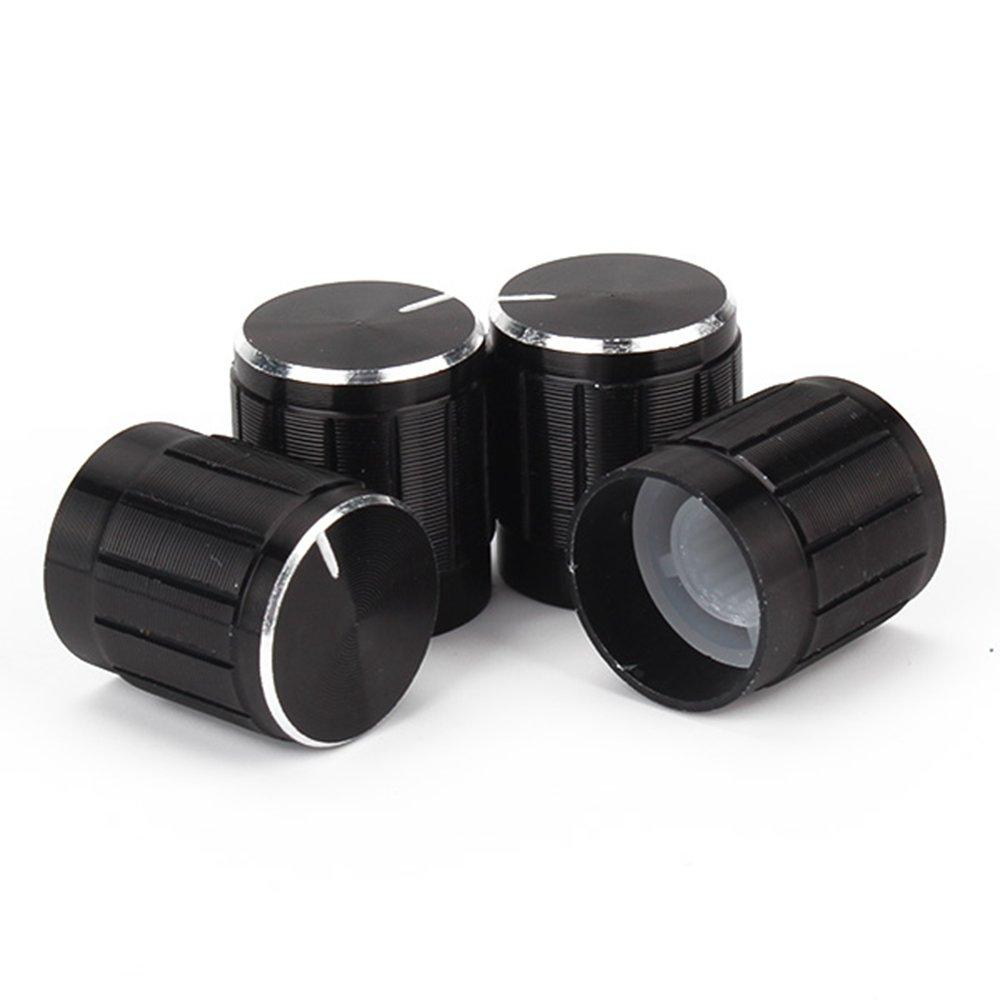 Yibuy Volume Control Dome Knob Rotation Knob for Electric Aluminum 10pcs Black Inner Diameter 6mm Guitar/Bass