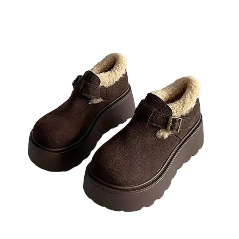 Suede Women Snow Ankle Boots Fur Platform Casual Sneakers Cotton Loafers Shoes Winter 2025 Trend Warm Walking Botas De Mujer