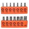 14 Pcs Set 25mm Torx Screwdriver Bits with Hole T5-T40 Electric Screw Driver Adapter