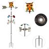 Owl Weathervane Wind Direction Indicator Iron with 3 Prongs Stake Decor Weather Vane for Outdoor