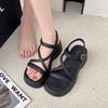 Platform Sandals Women's Summer New Small Muffin Heightening Cool Slippers Open-toed Beach Shoes with Skirt