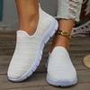 Fashion Solid Color Casual Shoes A Slip-on Flat Shoes Breathable Lightweight Large Size Flying Fabric Women's Running Shoes 36-43