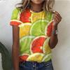 2025 Casual Loose Design Short Sleeve Top Fashion 3d Printed Fruit Pattern Round Neck T-Shirt Street Harajuku Women T-Shirt