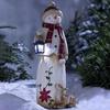 Christmas Snowman Figurine with Lantern Resin Snowman Statue Art Decor Outdoor Christmas Snowman Door Greeter for Yard Garden Decor
