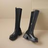 Krazing Pot Microfiber Autumn Winter Shoes Patch Work Platform Boots Round Toe Keep Warm Thick Bottom Thigh High Boots
