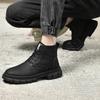 Men High Top Workwear Boots PU Low Heel Round Toe Lace Up Fashionable Classic Men Shoes