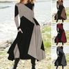 Women's Autumn Long Sleeve Ethnic Retro Style Oversized Swing Long Dress Round Neck Literary Long Skirt