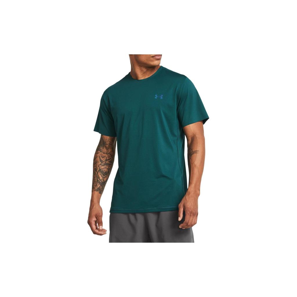 Under Armour Solid Color Casual Training Breathable Crew Neck Short Sleeve T-Shirt Men Tops Aqua 1383668-449