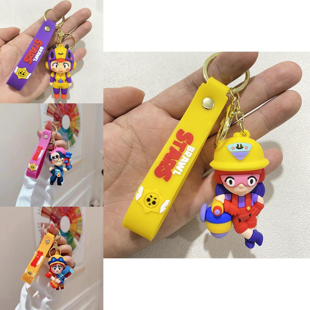 Милый мультяшный силиконовый брелок для ключей от машины Brawl Stars Нита Джесси Би Спайки Пэдди