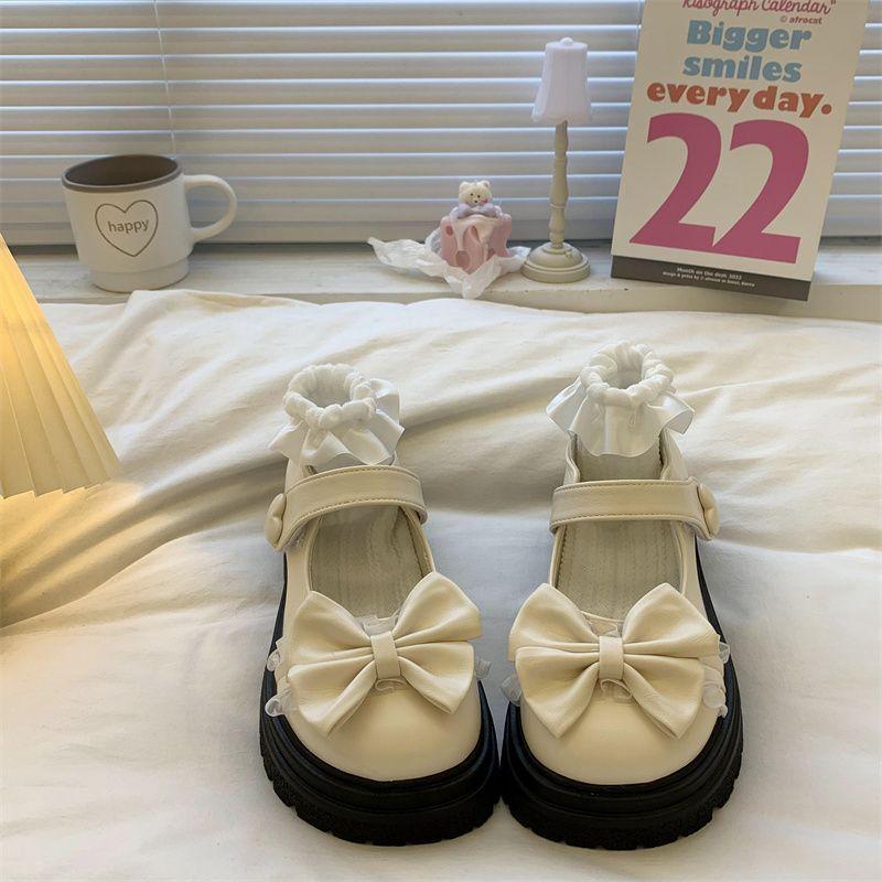 2025 Autumn Sweet and Cool Platform Mary Jane Shoes Women's Bow Student Versatile Jk with Skirt Small Leather Shoes Single