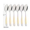 Jankng Western 6Pcs Cutlery Set Stainless Steel Dinnerware Dinner Spoon Tableware Set Silver with Gold Spoons Silverware Set
