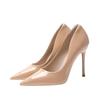 Fashion Nude High Heel for Women Summer 2024 New Fashion Patent Leather Sexy Pointed Toe Thin Heel Wedding Party Shoes Sapatos De Mujer