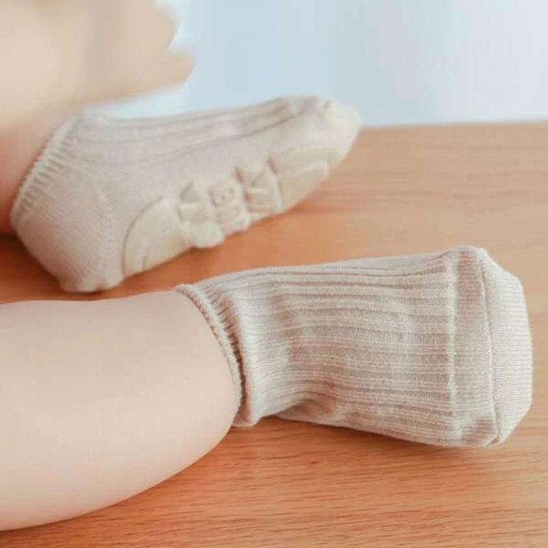 Baby Socks For Newborn Anti-slip Socks Child Solid Cotton Striped Socks Prink