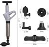 Stainless Steel Toilet Plunger, Sink Plunger Plumbing Tools with Visual Barometer for Sink, Toilets, Bathroom, Kitchen, Clogged Pipe