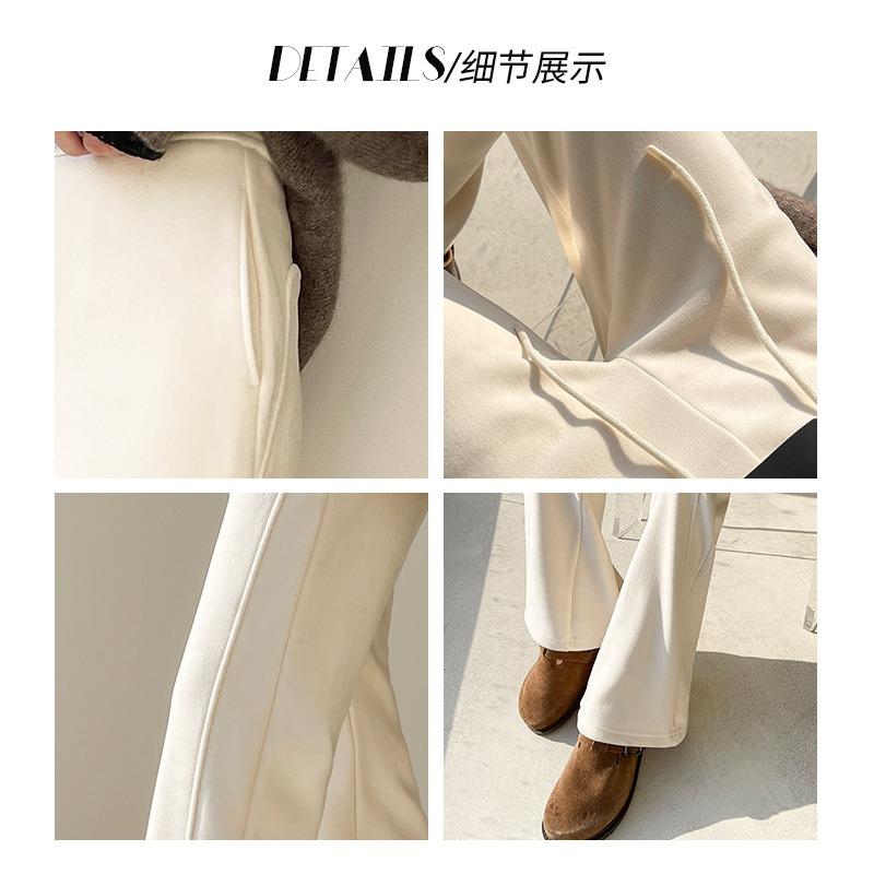 Slight Windproof Pants Women's Winter New High-waisted and Thin Horseshoe Pants Casual Tall Extended Flared Pants